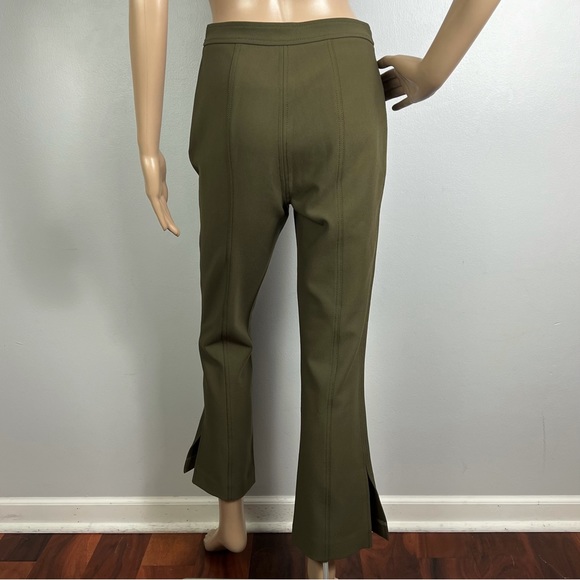 NEW CINQ A SEPT GREEN CROPPED FLARE-LEG PANTS - Picture 7 of 7